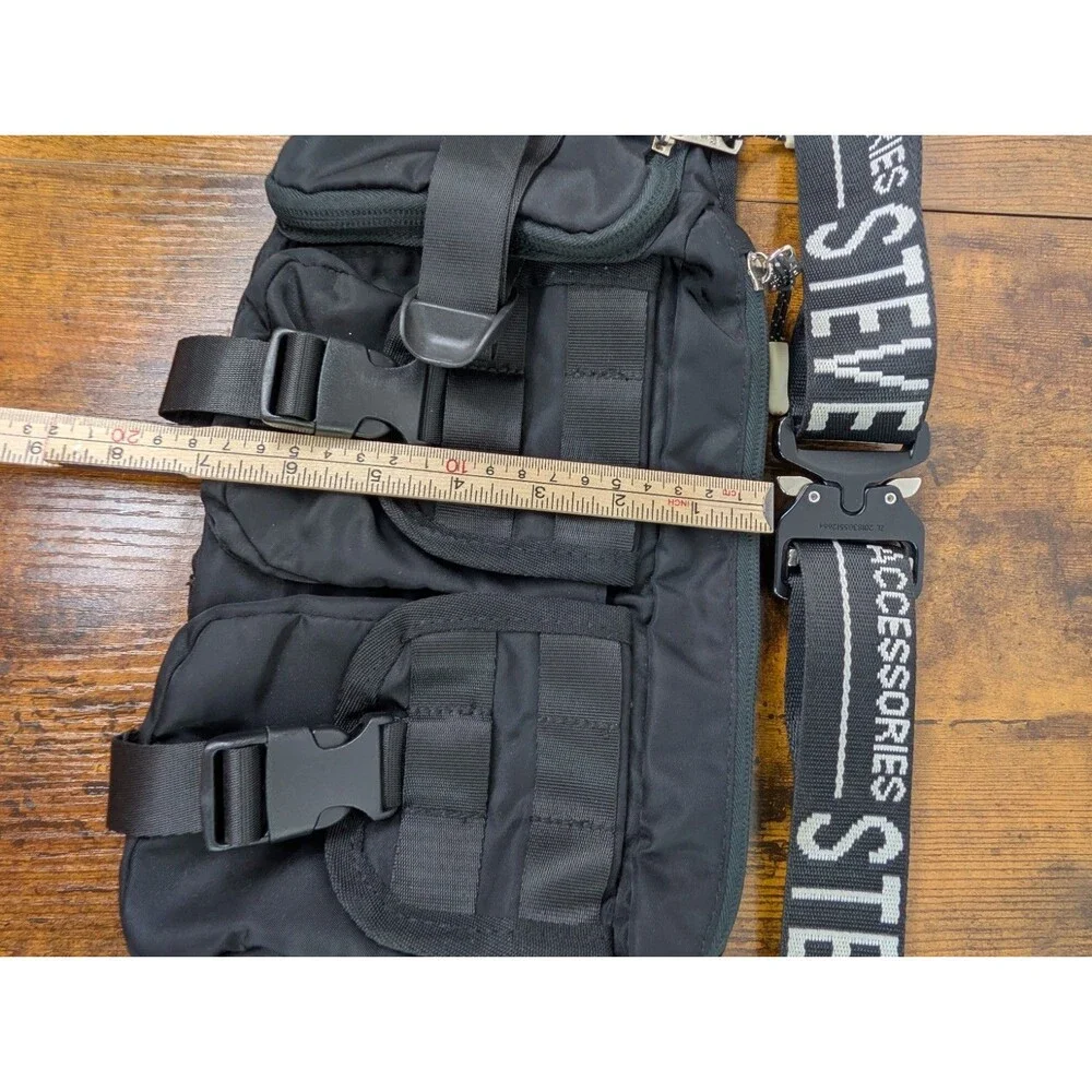 Steve Madden Men's Black Utility Sling Bag Crossbody Chest Pack Multi Pocket...